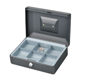 Wear Resistant 6 Compartment 10 Inch Cash Box Coin Storage Money Safe With Key Lock